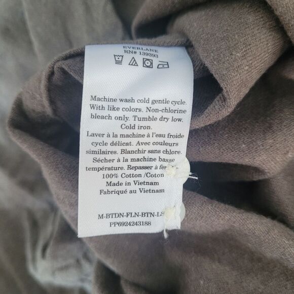 NWOT Everlane Men's Gray Olive Button Down Flannel Long Sleeve Shirt Size Medium - Picture 6 of 7